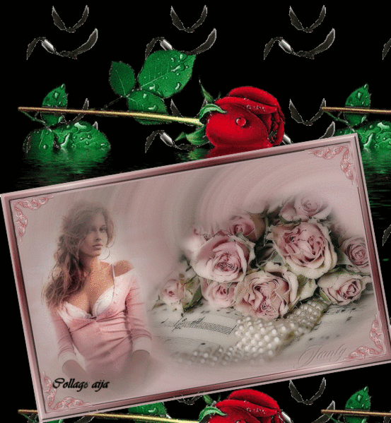 Цветы Анимация очень красивая девушка красные и розовые розы