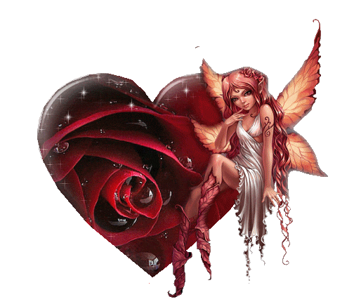 Любовь Анимация,фея и роза в виде сердечка