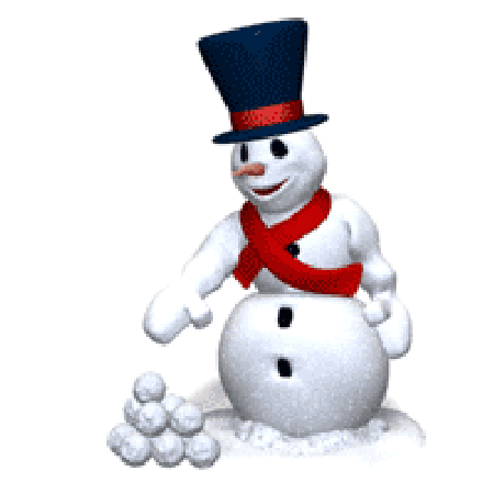 Анимация с новым 2013 годом год змеи Снеговик с красным шарфом кидает в вас снежки